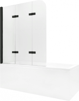 Mexen Felix 3-křídlá vanová zástěna 120 x 140 cm, transparentní, černá - 890-120-003-70-00