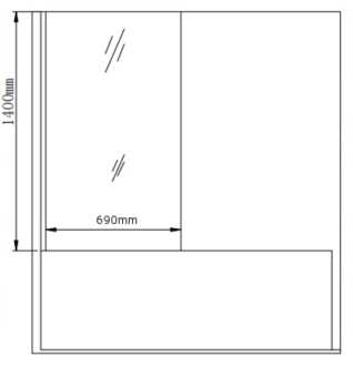 Mexen Alex vanová zástěna jednokřídlá 70 x 140 cm, černý vzor - 893-070-001-70-70