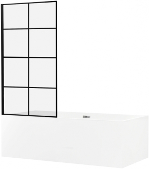 Mexen Alex vanová zástěna jednokřídlá 70 x 140 cm, černý vzor - 893-070-001-70-77