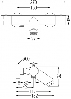 MEXEN KAI vanová baterie-termostatická, chrom 77300-00