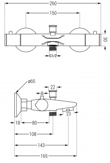 MEXEN NOX  vanová baterie-termostatická, chrom 77350-00