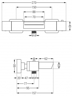 MEXEN CUBE  vanová baterie-termostatická, chrom 77360-00