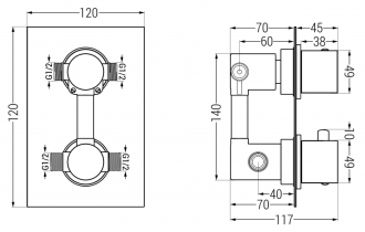 MEXEN CUBE  spr./vanová baterie-termostatická, chrom 77502-00
