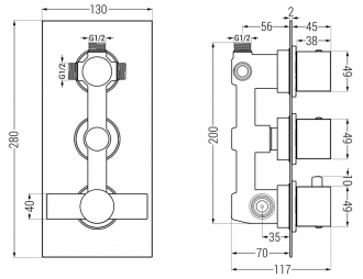 MEXEN CUBE  spr./vanová baterie-termostatická, chrom 77503-00