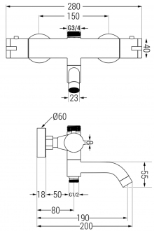 MEXEN KAI spr./vanová baterie-termostatická, zlatá 77900-50