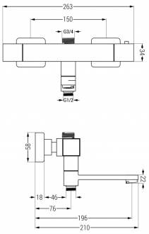MEXEN CUBE spr./vanová baterie-termostatická, chrom 77910-00
