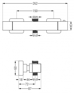 MEXEN CUBE sprchová baterie-termostatická, růžové zlato 77250-60