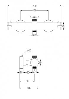 MEXEN KAI sprchová baterie-termostatická, chrom 77150-00
