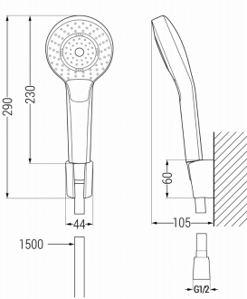 Vanová souprava Mexen Sabre R05, chrom - 72103R05-00