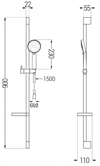Vanová souprava Mexen Kama DS75, černá - 72513DS75-70