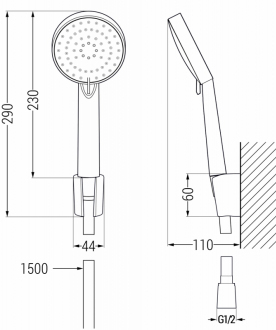 Vanová souprava Mexen Kama R75, černá - 72513R75-70