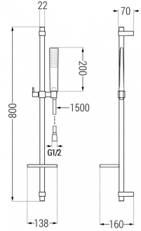 Vanová souprava Mexen Pecos DQ72, chrom - 72713DQ72-00