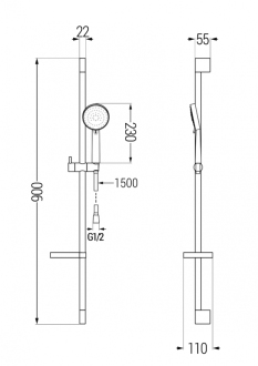 Vanová souprava Mexen Pecos DS75, černá - 72713DS75-70