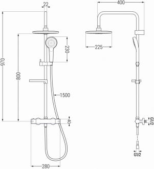 Mexen KX05 sprchový set termostatickou baterií, zlato/bílá - 771500591-50