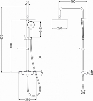 Mexen KX40 sprchový set termostatickou baterií, zlatá - 771504091-50