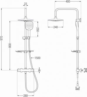 Mexen KT17 sprchový set termostatickou baterií, chrom/bílá - 771501793-02