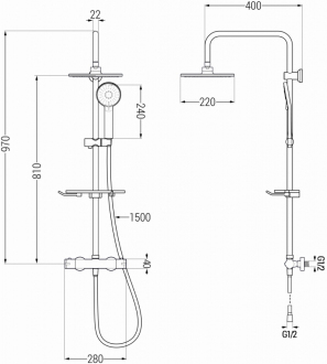 Mexen KT40 sprchový set termostatickou baterií, zlatá - 771504093-50