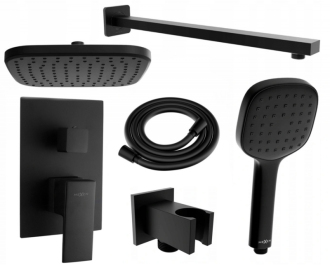 Mexen Uno DR33 sprchový set pod omítku, černá - 71435DR33-70