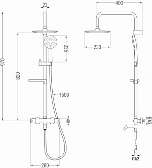 Mexen KX67 Vanový/sprchový set s termostatickou baterií, černá - 779006791-70