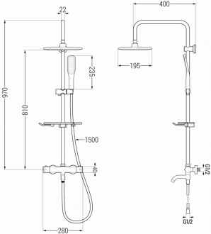 Mexen KT67 Vanový/sprchový set s termostatickou baterií, černá - 779006793-70