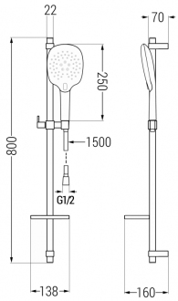 Mexen DQ22 Posuvný sprchový set, černý - 785224581-70