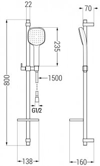 Mexen DQ33 Posuvný sprchový set, černý - 785334581-70