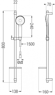 Mexen DQ40 Posuvný sprchový set, černý - 785404581-70