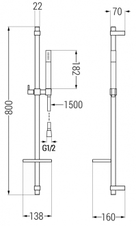 Mexen DQ70 Posuvný sprchový set, grafit - 785704581-66