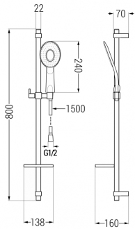 Mexen DQ73 Posuvný sprchový set, černý - 785734581-70