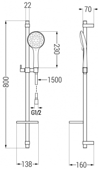 Mexen DQ74 Posuvný sprchový set, chrom - 785744581-00