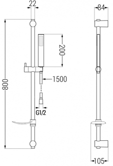 Mexen DF00 Posuvný sprchový set, grafit - 785004582-66