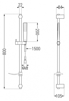 Mexen DF72 Posuvný sprchový set, černý - 785724582-70