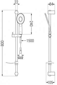 Mexen DF73 Posuvný sprchový set, černý - 785734582-70