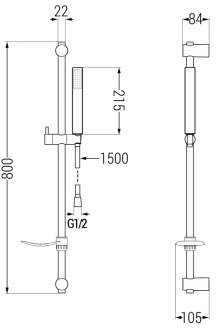 Mexen DF77 Posuvný sprchový set, černý - 785774582-70