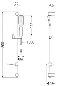 Mexen DF49 Posuvný sprchový set, černý - 785494582-75