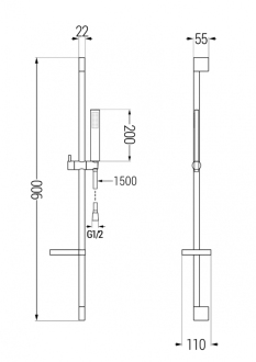 Mexen DS00 Posuvný sprchový set, černý - 785004583-70