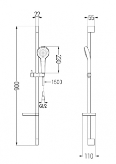 Mexen DS05 Posuvný sprchový set, černý - 785054583-70