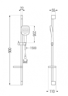 Mexen DS17 Posuvný sprchový set, černý - 785174583-70