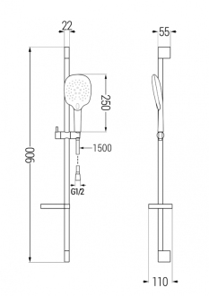 Mexen DS22 Posuvný sprchový set, černý - 785224583-70