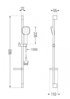 Mexen DS33 Posuvný sprchový set, černý - 785334583-70