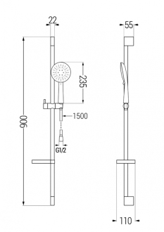 Mexen DS67 Posuvný sprchový set, černý - 785674583-70