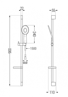 Mexen DS73 Posuvný sprchový set, černý - 785734583-70