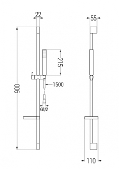 Mexen DS77 Posuvný sprchový set, černý - 785774583-70