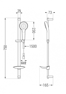 Mexen DB05 Posuvný sprchový set, černý - 785054584-70