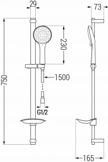 Mexen DB74 Posuvný sprchový set, černý - 785744584-70