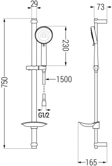 Mexen DB75 Posuvný sprchový set, chrom - 785754584-00