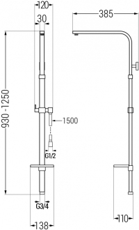 MEXEN Q sprchový set , hladká hadice 150 cm, grafit 79395-66