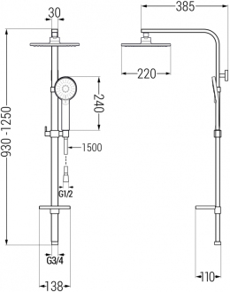 Mexen Q40 Sprchový set, černý - 798404095-70