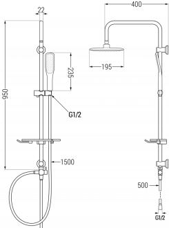 Mexen T49 Sprchový sloup bílá/zlatá - 798494993-25