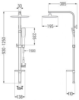 Mexen Q49 Sprchový sloup černá/zlatá - 798494995-75